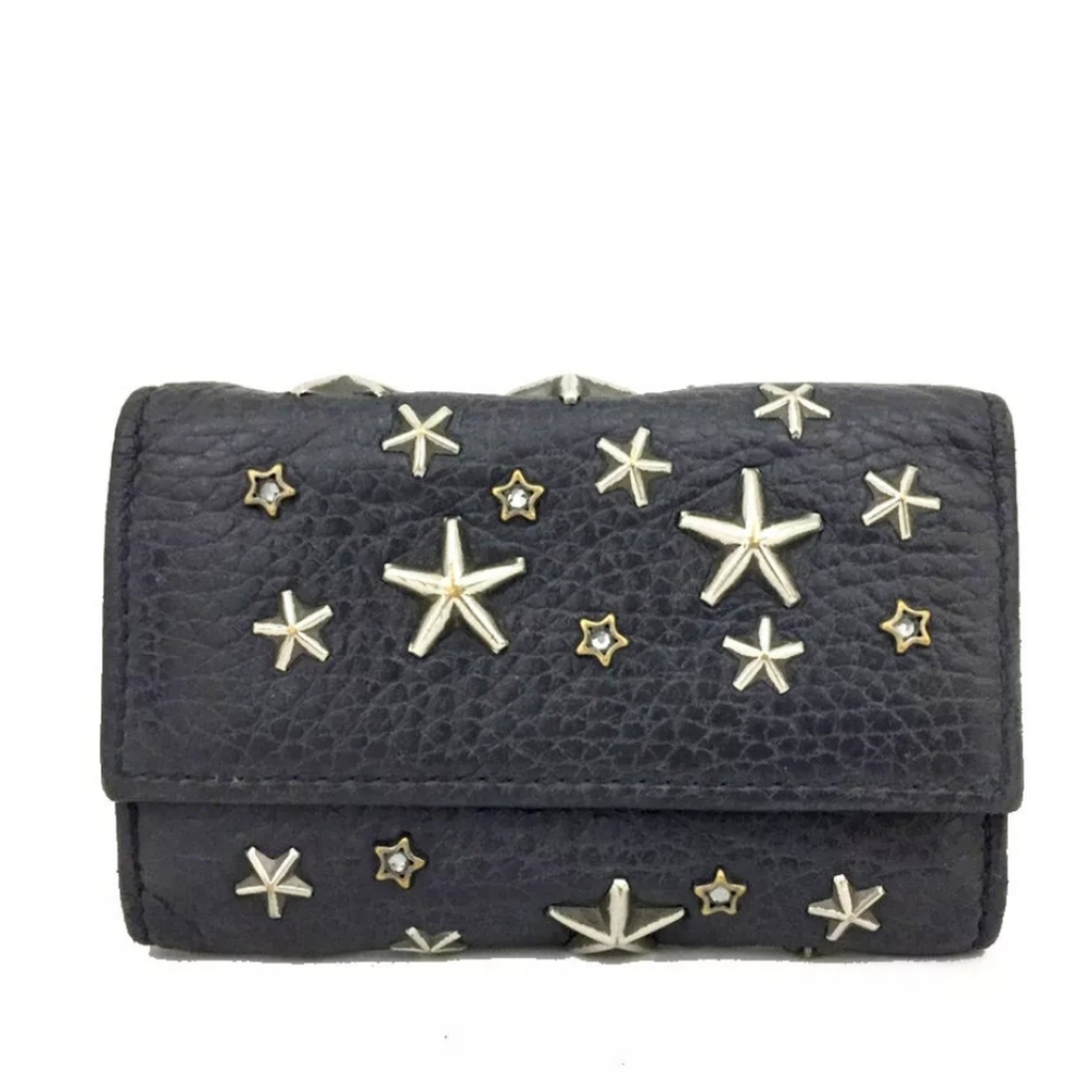 Jimmy Choo Neptune Star Studded Leather 6 Ring Key Case/2Z1213 Authentic